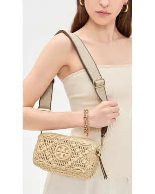 Tory Burch ミラーT モノグラム ラフィア ミニ クロスボディバッグ ナチュラル ワンサイズ - サムネイル3