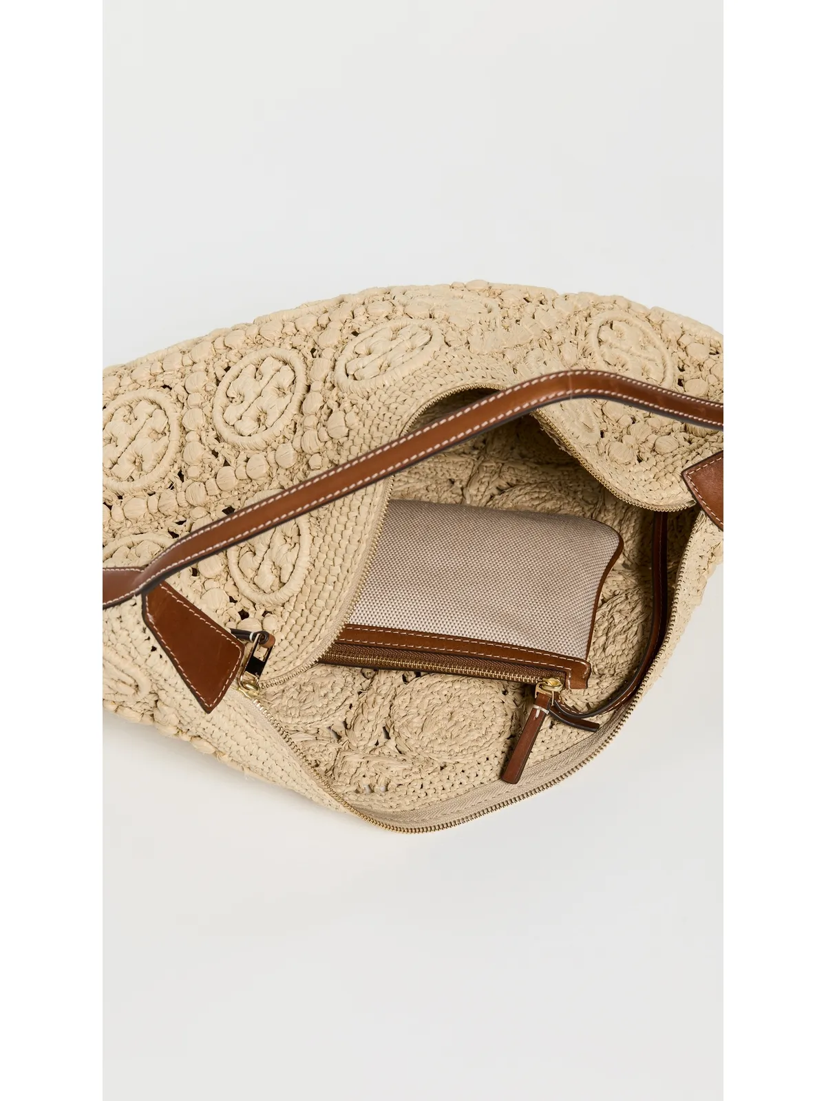 Tory Burch Tモノグラム ラフィア バルーンバッグ ナチュラル ワンサイズ - 画像6