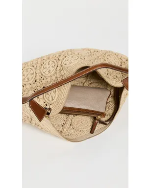 Tory Burch Tモノグラム ラフィア バルーンバッグ ナチュラル ワンサイズ - サムネイル6