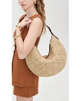 Tory Burch Tモノグラム ラフィア バルーンバッグ ナチュラル ワンサイズ - サムネイル3