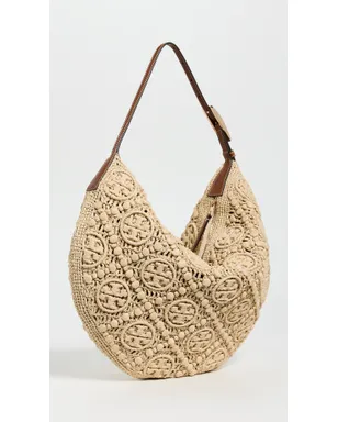 Tory Burch Tモノグラム ラフィア バルーンバッグ ナチュラル ワンサイズ - サムネイル4