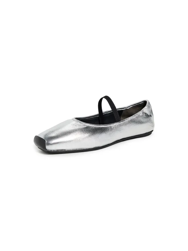 Tory Burch ビンテージ Tory Burch ランウェイ バレエフラット Silver/Perfect Blackの商品画像