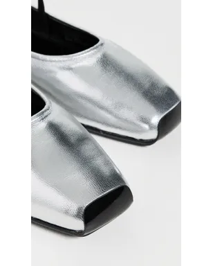 ビンテージ Tory Burch ランウェイ バレエフラット Silver/Perfect Black - サムネイル6