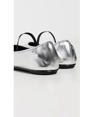 ビンテージ Tory Burch ランウェイ バレエフラット Silver/Perfect Black - サムネイル4