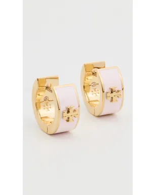 Tory Burch ワイドアイコン エナメル ハギーイヤリング ゴールド/ピンクスノー ワンサイズ - サムネイル2