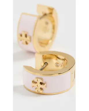 Tory Burch ワイドアイコン エナメル ハギーイヤリング ゴールド/ピンクスノー ワンサイズ - サムネイル4