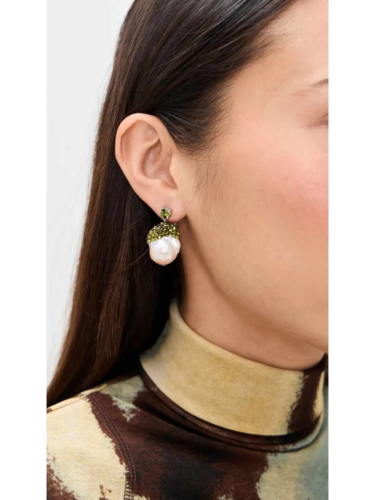 Tory Burch ムーンダンス クリスタルとパールのドロップ イヤリング ピンク/グリーン - 画像3