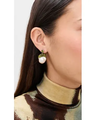 Tory Burch ムーンダンス クリスタルとパールのドロップ イヤリング ピンク/グリーン - サムネイル3