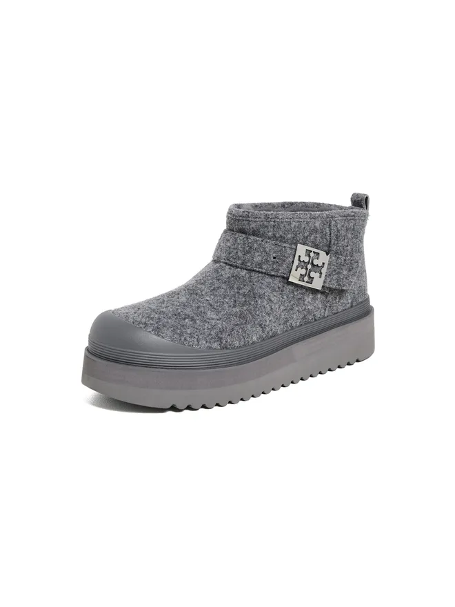 Tory Burch Tory Burch メロー シアリング プラットフォーム ブーツ ストームクラウド／シルバーの商品画像