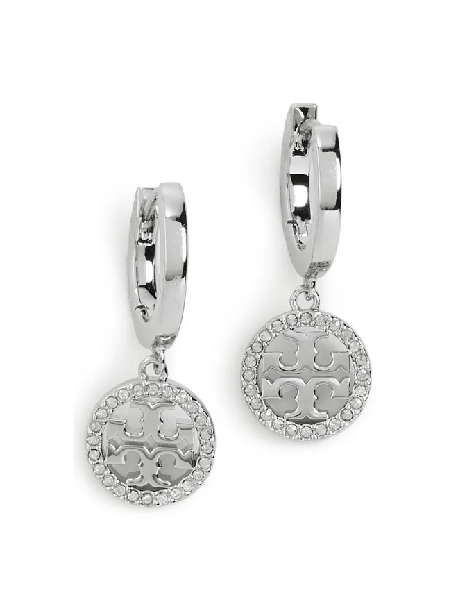 Tory Burch Tory Burch アイコン パヴェ クリップオン式フープ イヤリング シルバー/クリスタルの商品画像