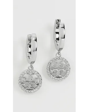 Tory Burch アイコン パヴェ クリップオン式フープ イヤリング シルバー/クリスタル - サムネイル2