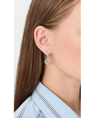 Tory Burch アイコン パヴェ クリップオン式フープ イヤリング シルバー/クリスタル - サムネイル3