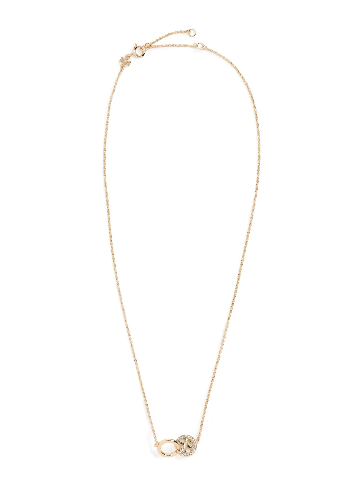Tory Burch アイコン パヴェ インターロッキング ペンダント ネックレス ゴールド/クリスタル フリーサイズ - 画像1
