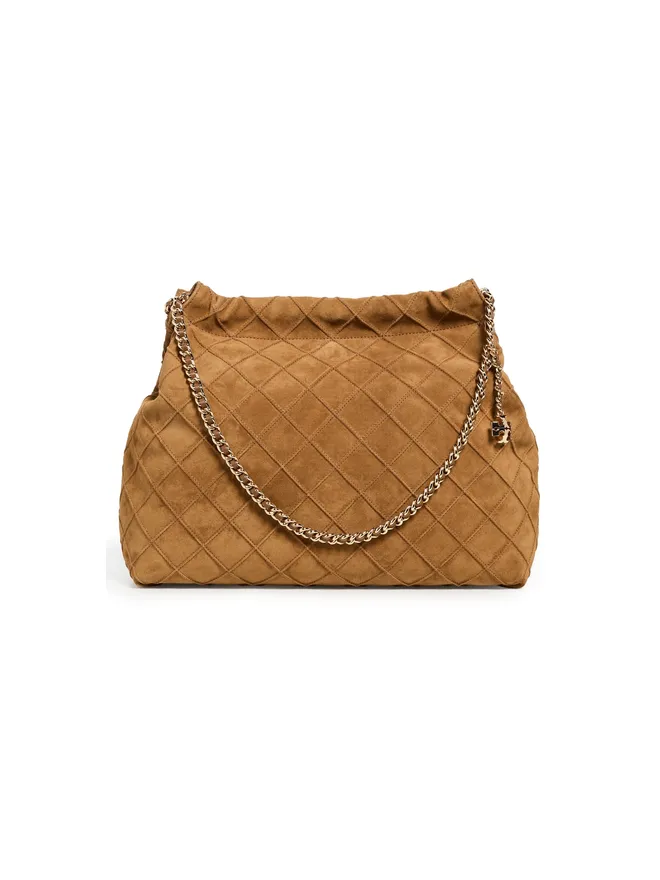 Tory Burch Tory Burch Fleming スエード ホーボー バッグ チキリーブラウンの商品画像