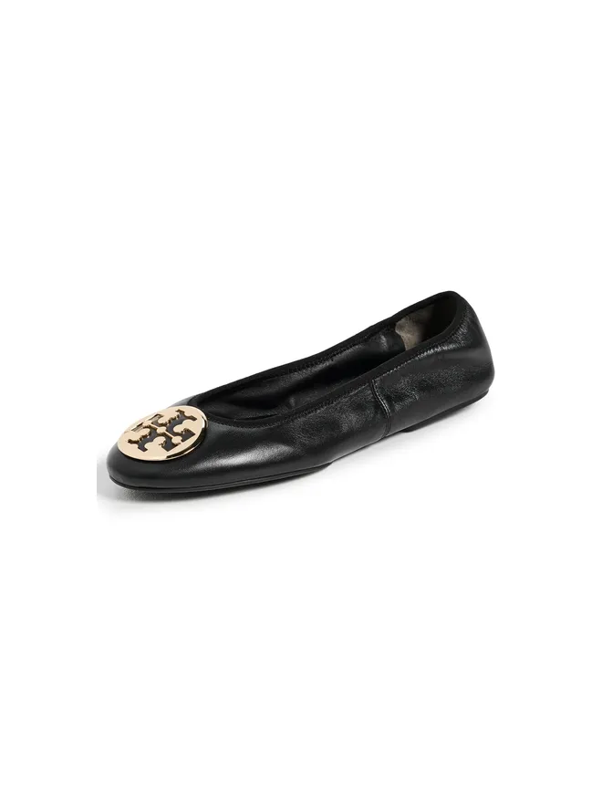 Tory Burch Tory Burch レヴァ トラベル バレエフラット パーフェクトブラック／ゴールドの商品画像