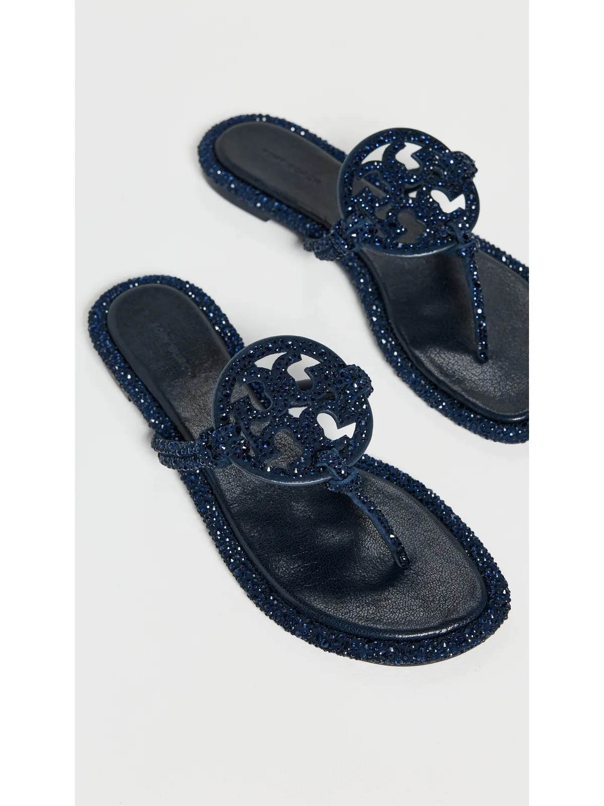 Tory Burch ミラー ノット結びクリスタル サンダル ネイビー - 画像5