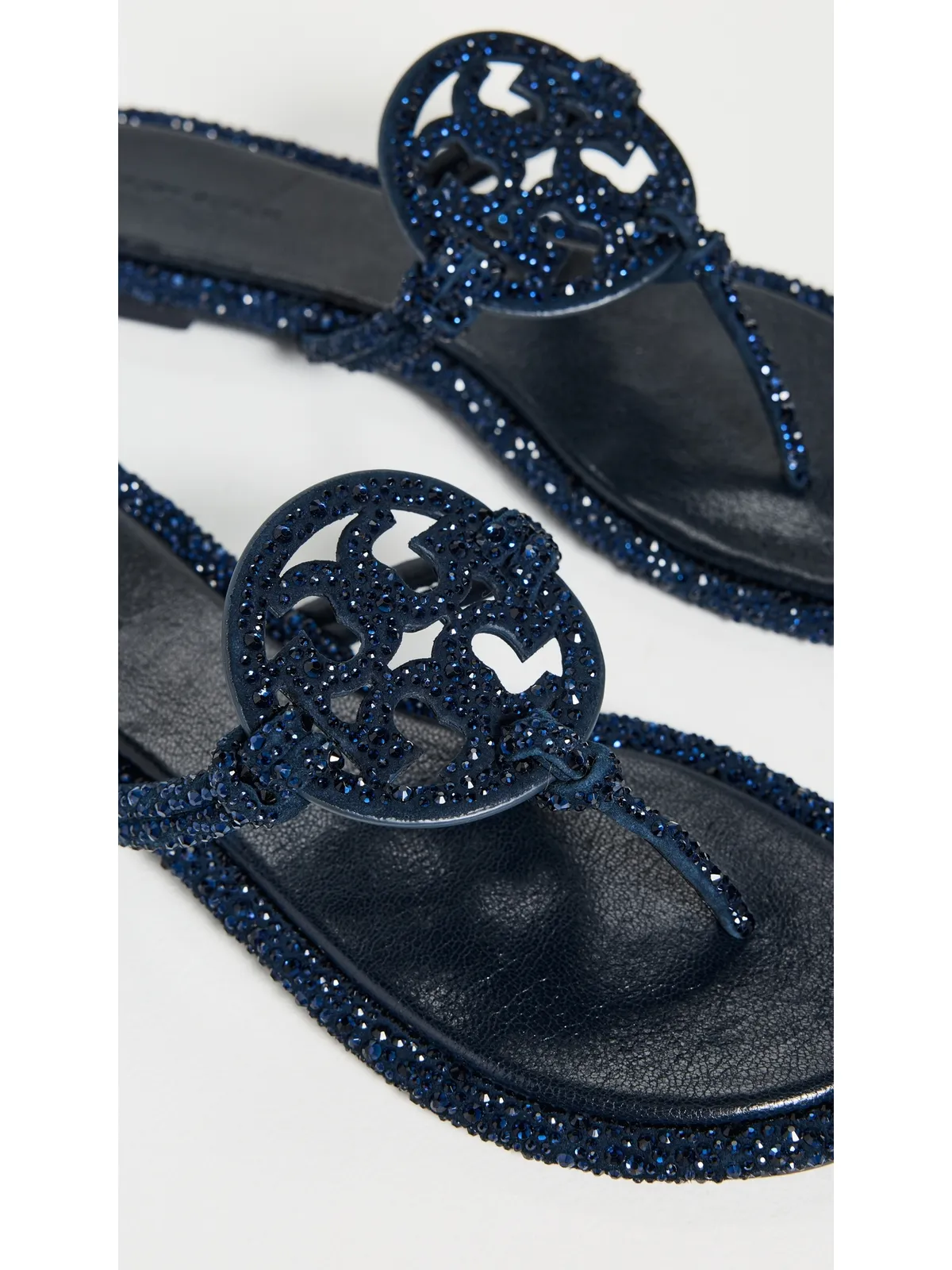 Tory Burch ミラー ノット結びクリスタル サンダル ネイビー - 画像6