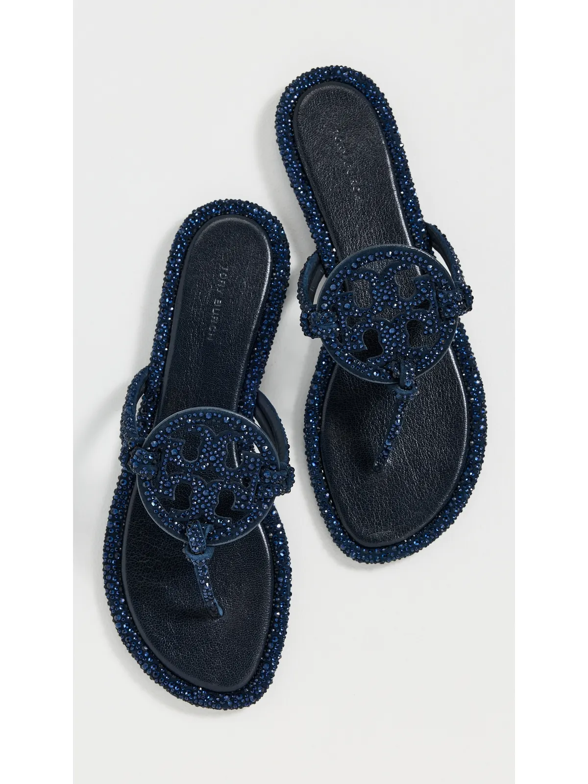 Tory Burch ミラー ノット結びクリスタル サンダル ネイビー - 画像2