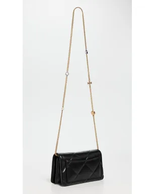 ビンテージ Tory Burch キラ ダイヤモンドキルト チャームチェーン ウォレット ブラック ワンサイズ - サムネイル4