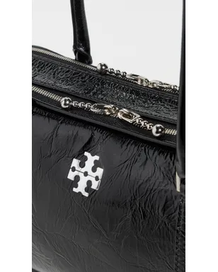 Tory Burch クリンクルレザー・スモール・マシュマロ・サッチェル ブラック - サムネイル5