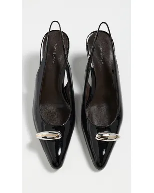 Tory Burch ピアスド・スリングバックパンプス ブラック/シルバー - サムネイル5