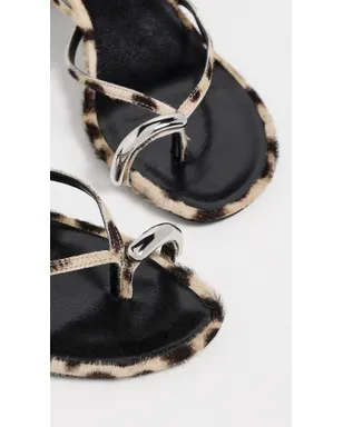 Tory Burch ピアースドストラップヒールサンダル チーター柄/シルバー - サムネイル6