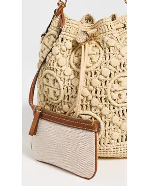 Tory Burch Tモノグラム ラフィア バケットバッグ ナチュラル ワンサイズ - サムネイル5