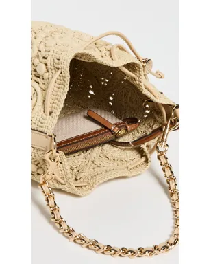 Tory Burch Tモノグラム ラフィア バケットバッグ ナチュラル ワンサイズ - サムネイル6