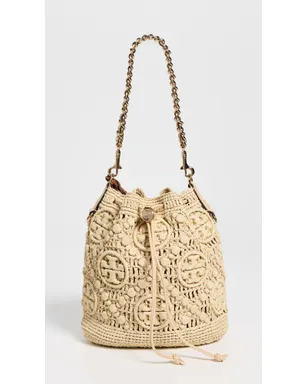 Tory Burch Tモノグラム ラフィア バケットバッグ ナチュラル ワンサイズ - サムネイル2