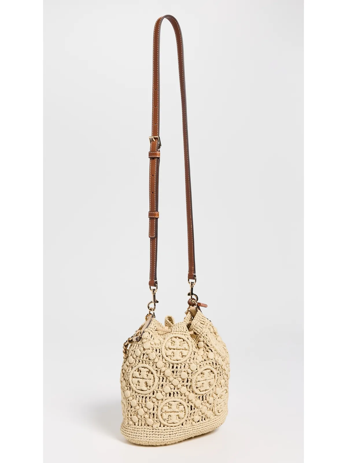 Tory Burch Tモノグラム ラフィア バケットバッグ ナチュラル ワンサイズ - 画像4
