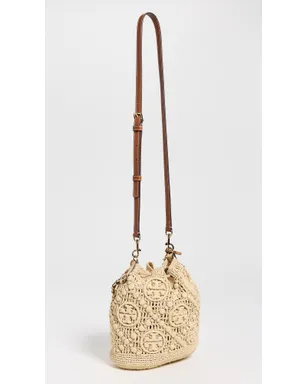Tory Burch Tモノグラム ラフィア バケットバッグ ナチュラル ワンサイズ - サムネイル4