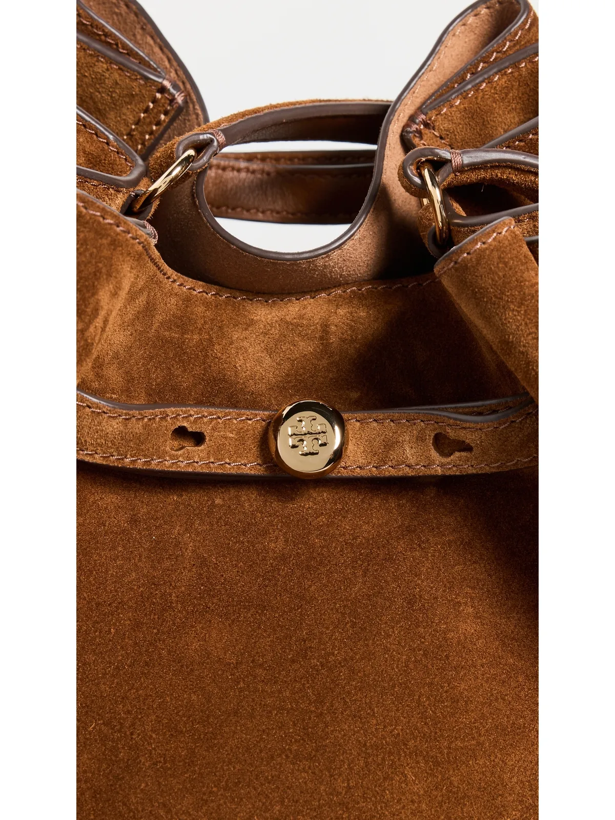 Tory Burch ロミー スエード ラージ バケットバッグ キャラメル ワンサイズ - 画像5