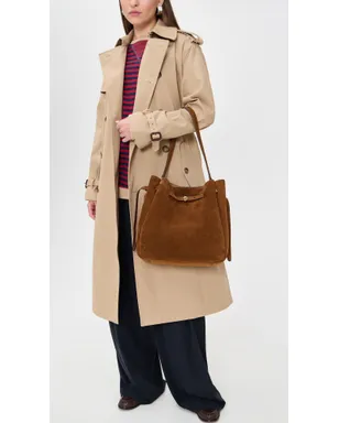 Tory Burch ロミー スエード ラージ バケットバッグ キャラメル ワンサイズ - サムネイル3
