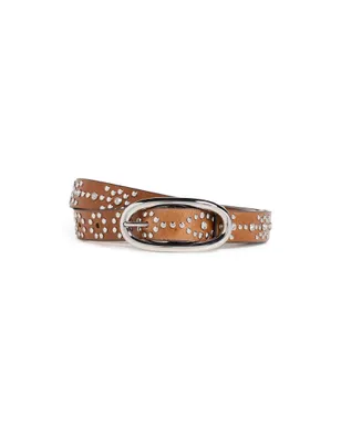 Tory Burch ピアースドスタッズベルト Burnt Umber/Silver - サムネイル1