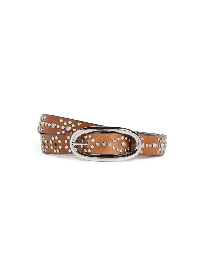 Tory Burch Tory Burch ピアースドスタッズベルト Burnt Umber/Silverの商品画像