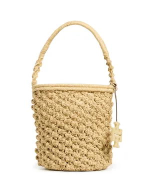 Tory Burch エラ ハンドクロシェ ポップコーンステッチ バケットバッグ ナチュラル ワンサイズ - サムネイル1