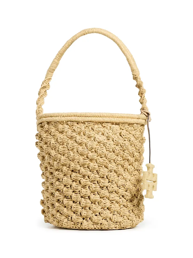 Tory Burch Tory Burch エラ ハンドクロシェ ポップコーンステッチ バケットバッグ ナチュラル ワンサイズの商品画像