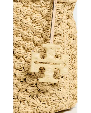 Tory Burch エラ ハンドクロシェ ポップコーンステッチ バケットバッグ ナチュラル ワンサイズ - サムネイル5