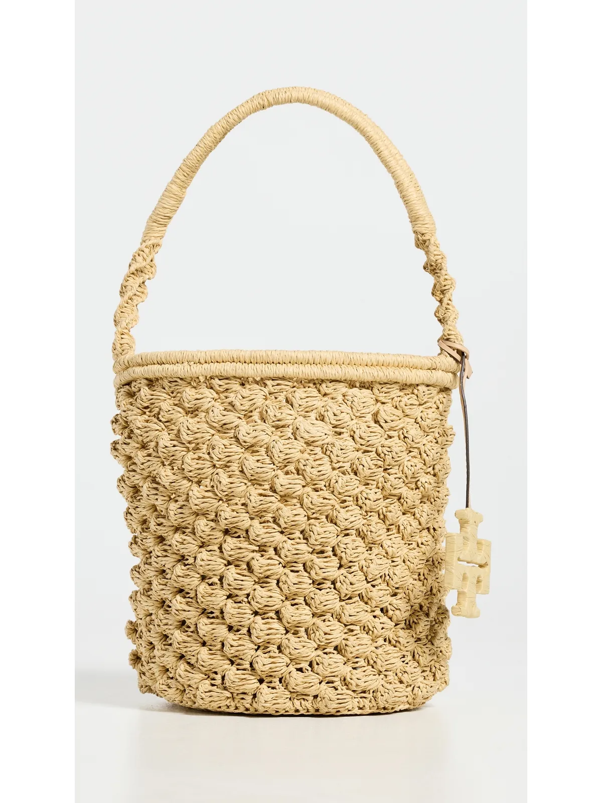 Tory Burch エラ ハンドクロシェ ポップコーンステッチ バケットバッグ ナチュラル ワンサイズ - 画像2