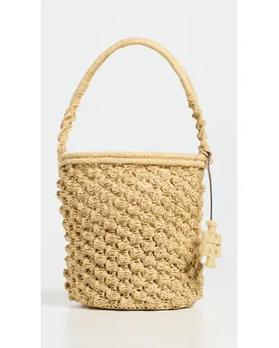 Tory Burch エラ ハンドクロシェ ポップコーンステッチ バケットバッグ ナチュラル ワンサイズ - サムネイル2