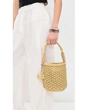 Tory Burch エラ ハンドクロシェ ポップコーンステッチ バケットバッグ ナチュラル ワンサイズ - サムネイル3