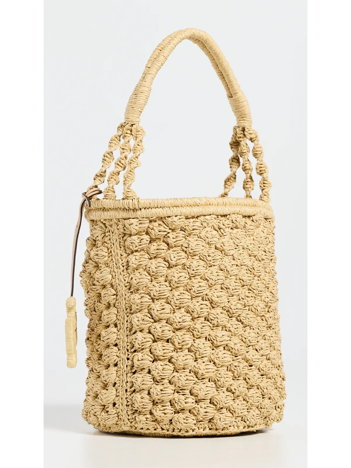 Tory Burch エラ ハンドクロシェ ポップコーンステッチ バケットバッグ ナチュラル ワンサイズ - 画像4