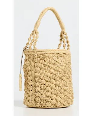 Tory Burch エラ ハンドクロシェ ポップコーンステッチ バケットバッグ ナチュラル ワンサイズ - サムネイル4