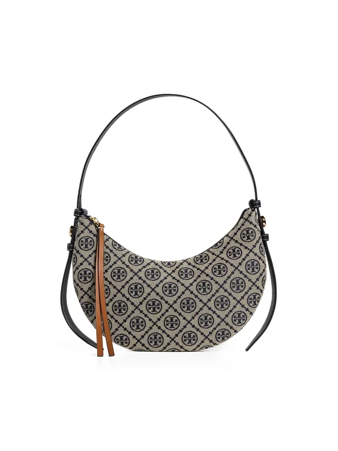 Tory Burch Tory Burch ロミー Tモノグラム ハーフムーン バッグ ネイビー ワンサイズの商品画像