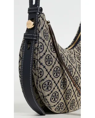 Tory Burch ロミー Tモノグラム ハーフムーン バッグ ネイビー ワンサイズ - サムネイル5