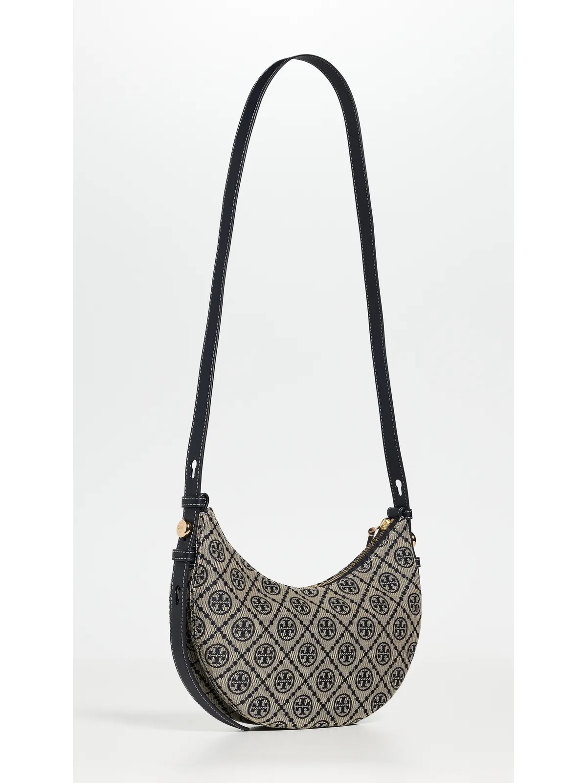 Tory Burch ロミー Tモノグラム ハーフムーン バッグ ネイビー ワンサイズ - 画像4