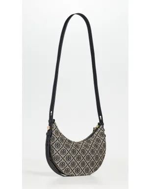 Tory Burch ロミー Tモノグラム ハーフムーン バッグ ネイビー ワンサイズ - サムネイル4