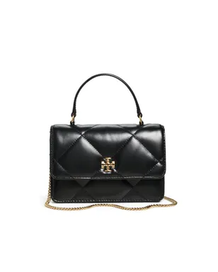 Tory Burch キラ ダイヤモンドキルト ミニ トップハンドル チェーン クロスボディバッグ ブラック ワンサイズ - サムネイル1