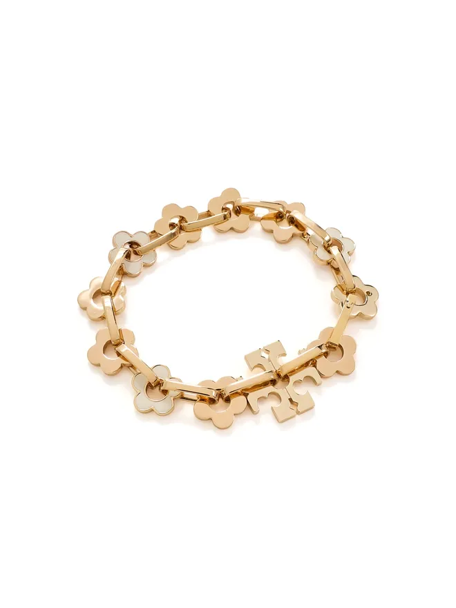 Tory Burch Tory Burch インターロッキング フラワー ブレスレット Tory Gold / New Ivory ワンサイズの商品画像