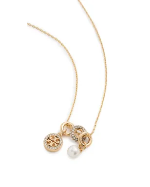 Tory Burch ミラー パヴェチャーム ペンダント ネックレス ゴールド/クリスタル/パール - サムネイル1